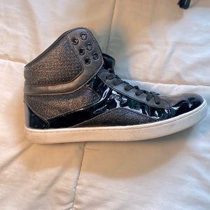 sparkly black “hip hop” sneakers